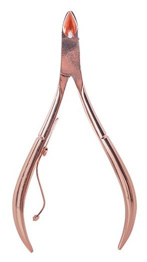 Pince courb&eacute;e pointe fine bronze rose 9mm 10,2 cm