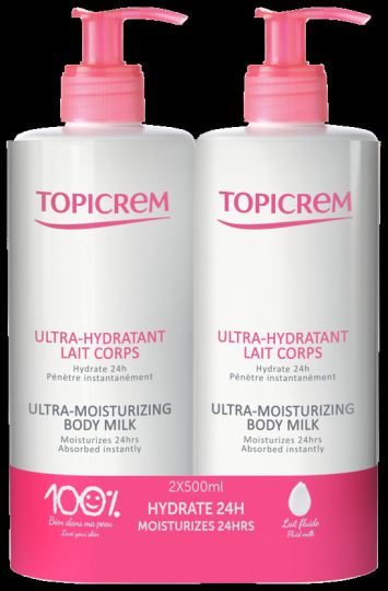 Topicrem Lait Corps Ultra Hydratant 2 x 500 ml