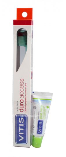 Vitis Vitis Access Pack Adulte dur brosse &agrave; dents + Apple 15 Ml