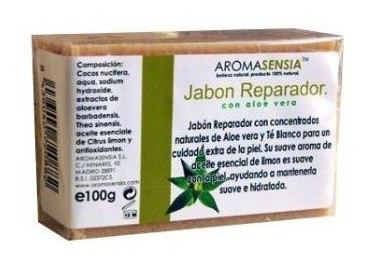 Savon réparateur Aloe & Thé blanc 100 gr Savon réparateur Aloe & Thé blanc 100 gr