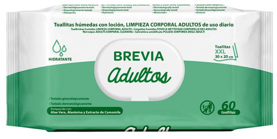 Lingettes humides nettoyantes pour le corps Adultes 60 unit&eacute;s
